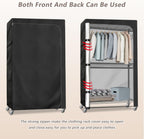 Garment Rack Cover,600D Heavy Duty Waterproof Clothing Rack Cover,Clothes Rack Cover with Zipper for Metal Garment Rack（47.2"W x 17.7"D x 80.7"H,Cover Only)