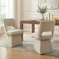 VKNOW Upholstered Swivel Dining Chairs Set of 2, Modern Dining Room Chairs with Open Back, Chenille Fabric Kitchen Chairs for Dining Room, Living Room, Bedroom, Vanity, Khaki