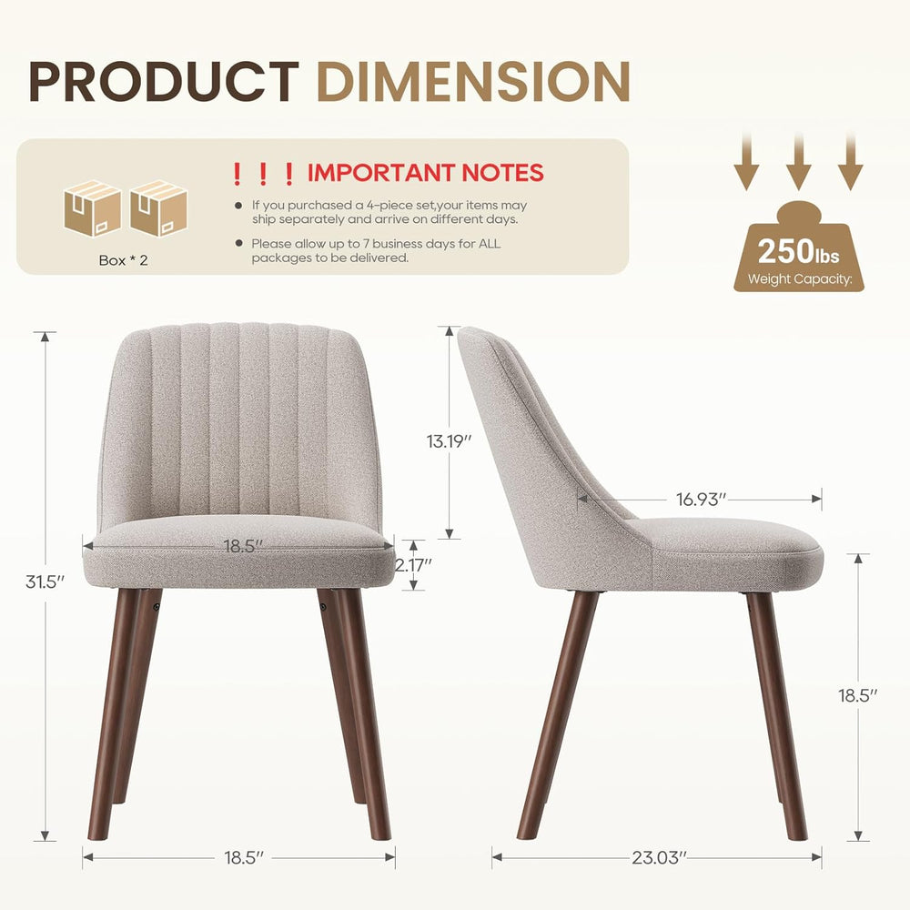 MALOL Upholstered Dining Chairs Set of 4, Modern Fabric Kitchen Chairs with B...