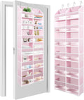 HOMELUX THEORY Over The Door Organizer Hanging - 50lbs Load 6 Large Front & 12 Side Pockets, 1 Pack Over The Door Shoe Organizer, Hanging Closet Organizer For Toys, Diaper, Sewing (XL, Baby Pink)