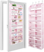 HOMELUX THEORY Over The Door Organizer Hanging - 50lbs Load 6 Large Front & 12 Side Pockets, 1 Pack Over The Door Shoe Organizer, Hanging Closet Organizer For Toys, Diaper, Sewing (XL, Baby Pink)