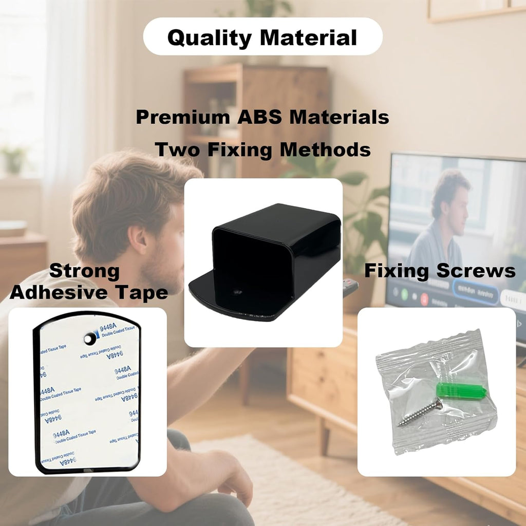 4Pcs Remote Holder Wall Mount, Remote Control Holder for AC TV, Wall Mount Box Organizer with Self Adhesive and Screws for Home Office Storage