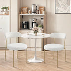 SoarFlash Kitchen Table and Chairs for 2, 24" Dining Table Set for 2 with Boucle Upholstered Chairs, 3 Piece Round Kitchen Table Set, Dining Room Table Set for Small Space, Apartment