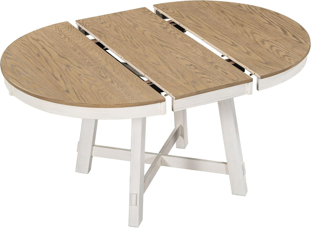 Knocbel Farmhouse 4-Person Extendable Dining Table Set, 5-Piece Dinette Set w...