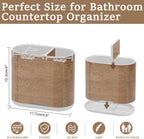 Toothbrush and Toothpaste Holder with Divider for Bathroom Countertop Organizer, 2 Slots Electric Toothbrush Holders Storage Caddy Drainage for Family, Kids(Wood Grain)