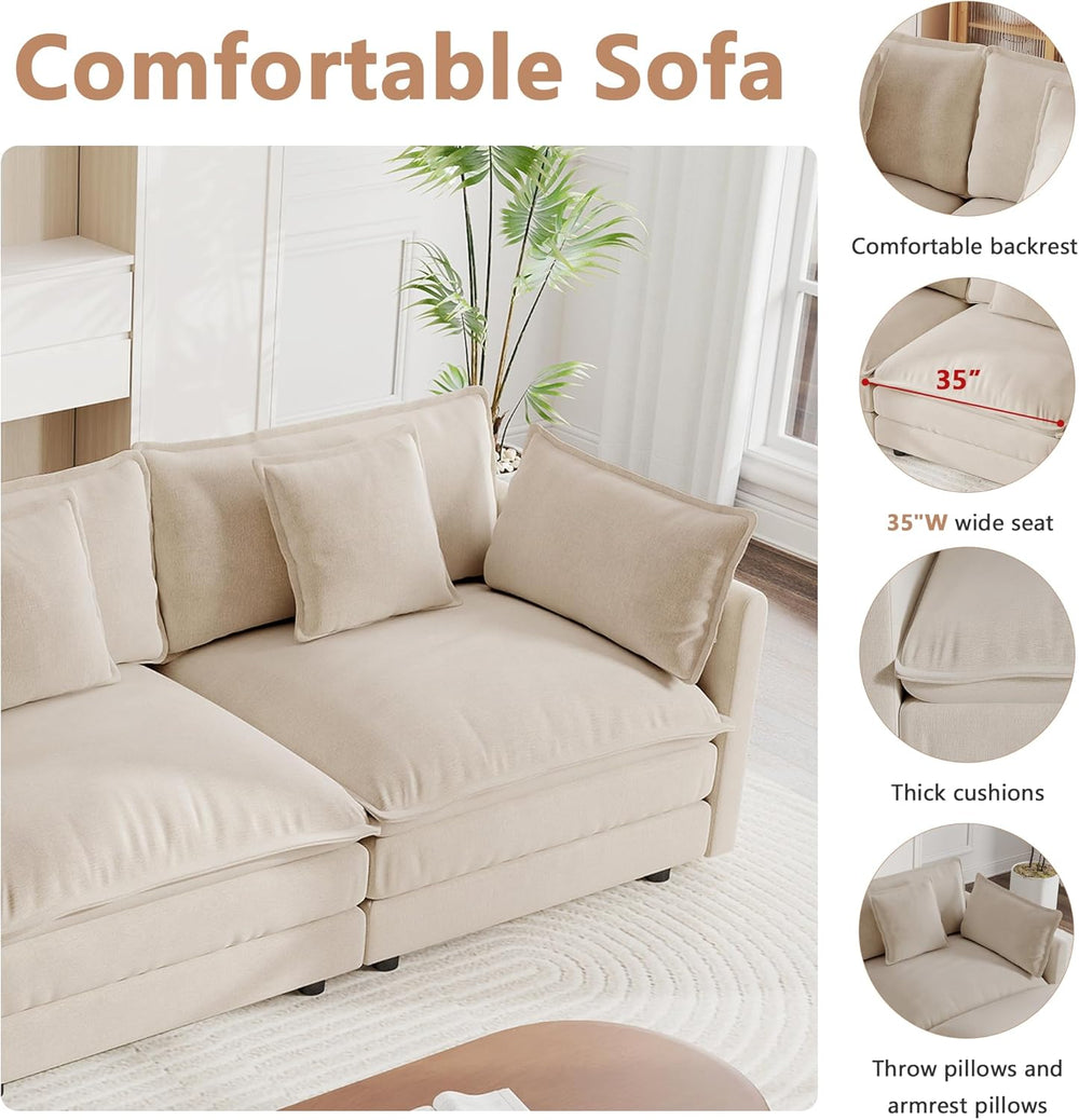 mikibama Luxury Oversized 3 Piece Sofa Set, 2 Pieces of 2 Seater and 1 Piece ...