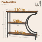 Hoctieon Console Table Set of 2, 3-Tier Industrial Entryway Table with Storage, Hallway Tables, Narrow Entrance Sofa Tables,Accent Tables with Shelves for Living Room, Foyer, Rustic Brown
