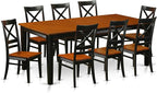East West Furniture QUIN9-BLK-W 9 Piece Dining Room Furniture Set Includes a Rectangle Wooden Table with Butterfly Leaf and 8 Kitchen Dining Chairs, 40x78 Inch, Black & Cherry