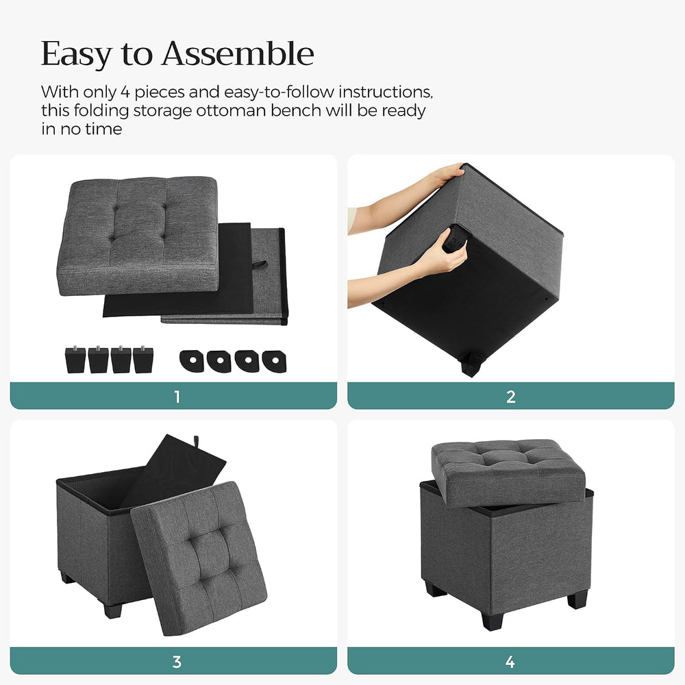 SONGMICS Storage Ottoman, Small Foot Rest, 15 x 15 x 15.7 Inches | Foot Stool...