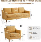 Kingfun Living Room Furniture Sets, 3 Seater Couch and 2 Armchair, Mid Century Modern Sofa Set, Chenille Couch with Solid Wood Frame for Living Room & Bedroom, Yellow