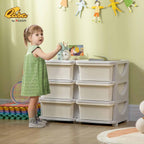 Qaba 3 Tier Kids Storage Unit, 6 Drawer Chest Toy Organizer Plastic Bins for Kids Bedroom Nursery Kindergarten Living Room for Boys Girls Toddlers, Cream White