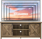 GAZHOME Farmhouse TV Stand with Sliding Barn Doors, Media Entertainment Center Console Table for TVs up to 65”,2-Tier Large Storage Cabinets,Rustic TV Stand for Living Room Bedroom,Light Grey