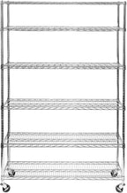 Seville Classics UltraDurable Heavy Duty NSF Solid Steel Wire Rack Storage Unit Wheels, 6-Tier Shelving, 48" W x 18" D
