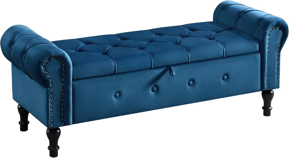 Storage Bench for Bedroom, Velvet 51" End of Bed Bench, Queen Size Bench...