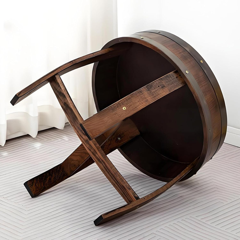Farmhouse Whiskey Barrel End Table,Rustic Handcrafted Barrel Table,Solid Wood...