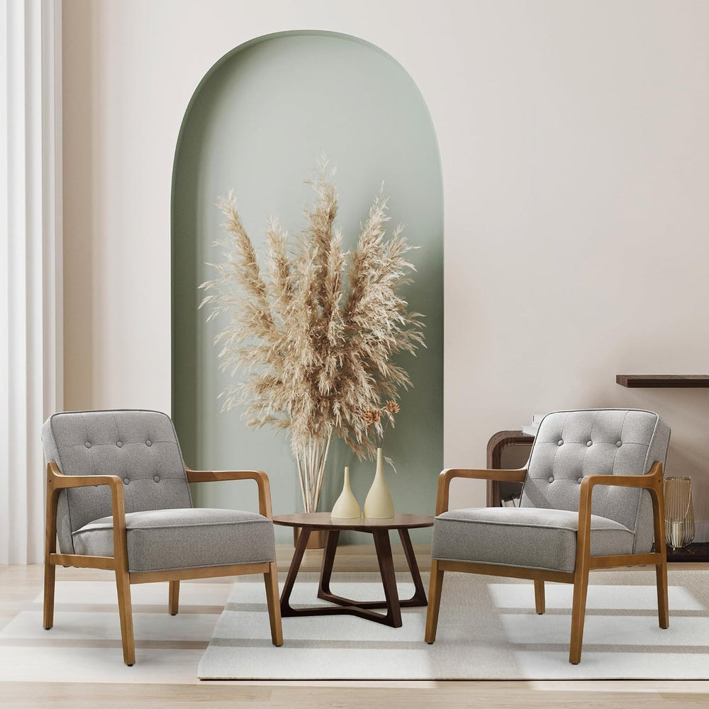 SOFTHION Linen Accent Chair Set of 2, Mid Century Modern Chair for Living Roo...