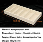 2 Pack Velvet Sunglasses Tray Stackable Eyeglasses Display Case Removable Jewelry Organizer Tray for Multiple Glasses, Reading Glasses, Earring Necklace Jewelrys Showcase, Beige