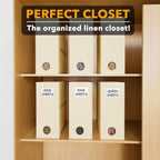 SpaceAid 6 Pack Bed Sheet Organizers and Storage, Foldable Sheet Organizer for Linen Closet, Sheets Set Folder Keeper with Window XL (Queen & King Size) Bedding Container (Beige, 6 Pack)