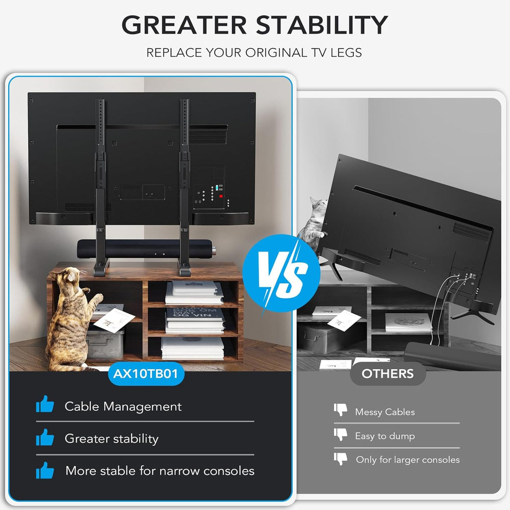 AX WABER Table Top TV Stand with Height Adjustable TV Legs Replacement for Mo...