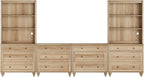WAMPAT Entertainment Center with Bookshelves for TVs up to 75", Farmhouse Wall Unit TV Stand with Drawers, Media Console Table for Living Room, Bedroom & Home Theater, Oak