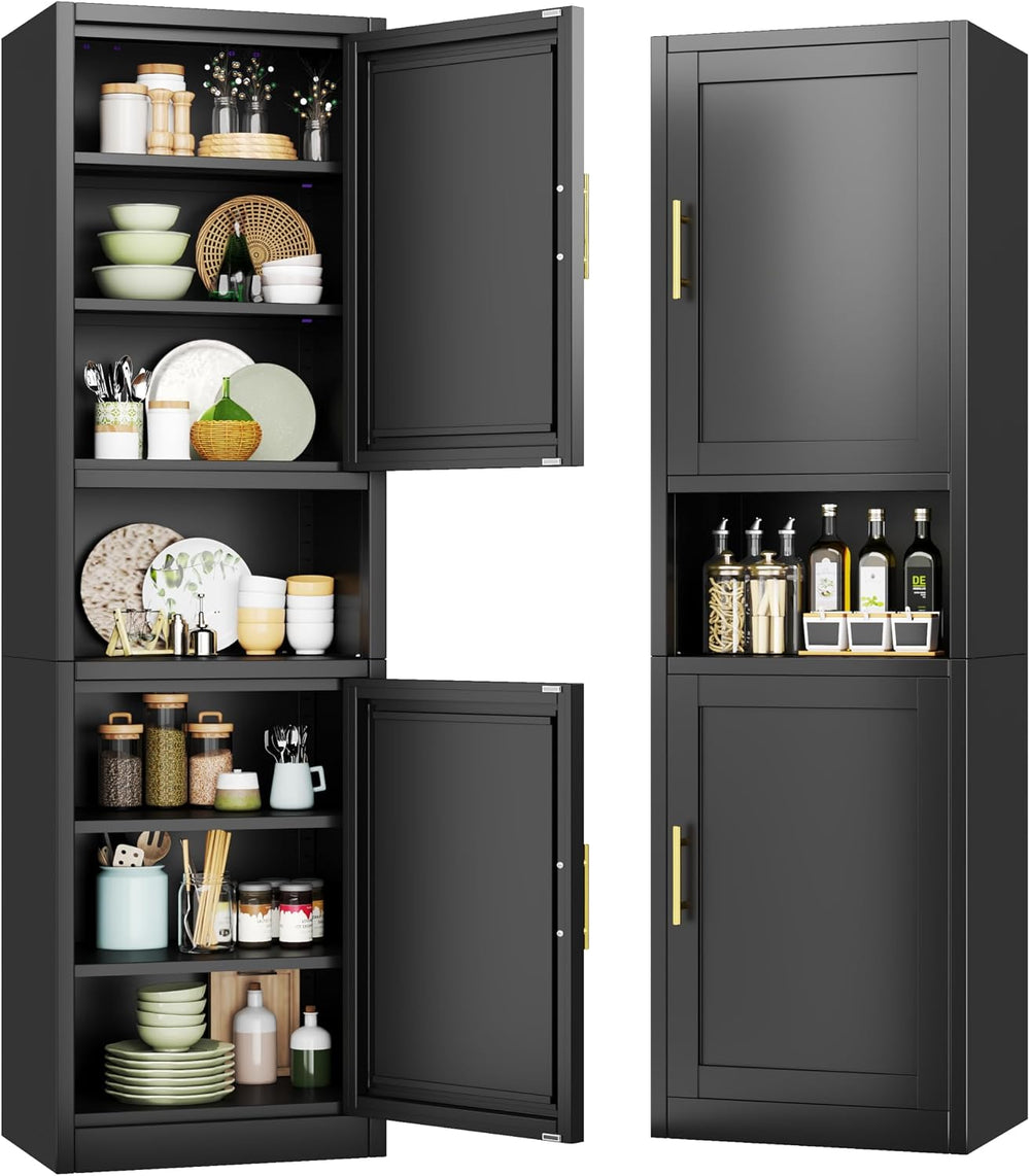 67" Tall Pantry Cabinet, Kitchen Pantry Storage Cabinet with Doors and S...