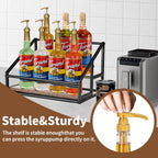 Coffee Syrup Organizer, 2-Tier 8 Bottles Coffee Syrup Rack for Coffee Bar, Coffee Syrup Stand for kitchen coffee station, Coffee Syrup Holder for Syrup, Wine, Dressing