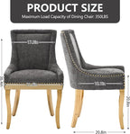 Upholstered Dining Chairs Set of 2, Modern Fabric Side Chairs with Gold Stainless Steel Legs, Accent Kitchen Chairs for Dining Room Table, Grey