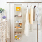 6 Shelves Hanging Closet Organizer, 2 Pack Hanging Storage with 4 Side Pockets for Clothes Shoes, 43.5"x12"x12"(Beige)