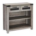 ROCKPOINT Entryway Table with Industrial Style Drawer, Grey Wash