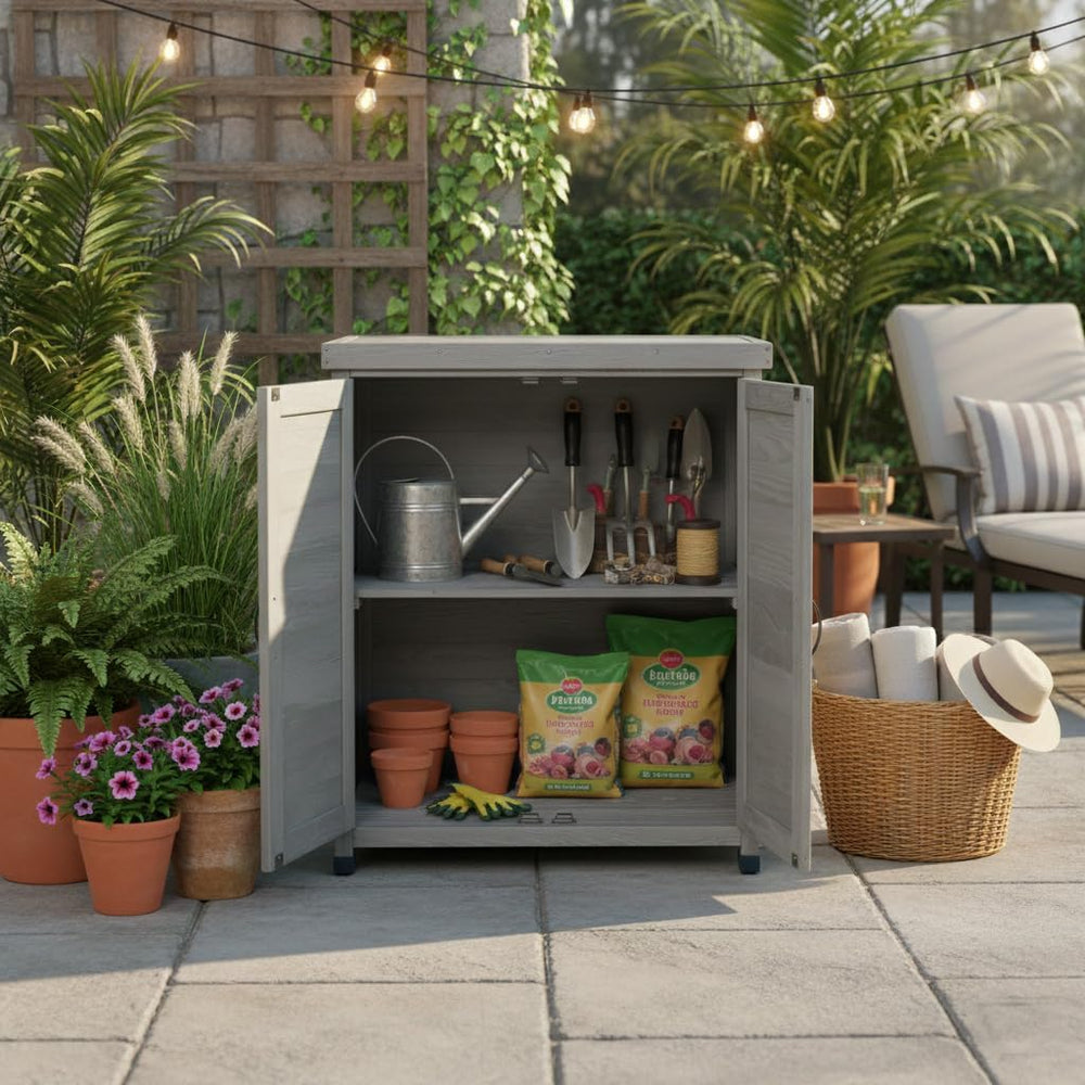 31" Weatherproof Small Storage Cabinet, Storage Cabinets with Premium He...
