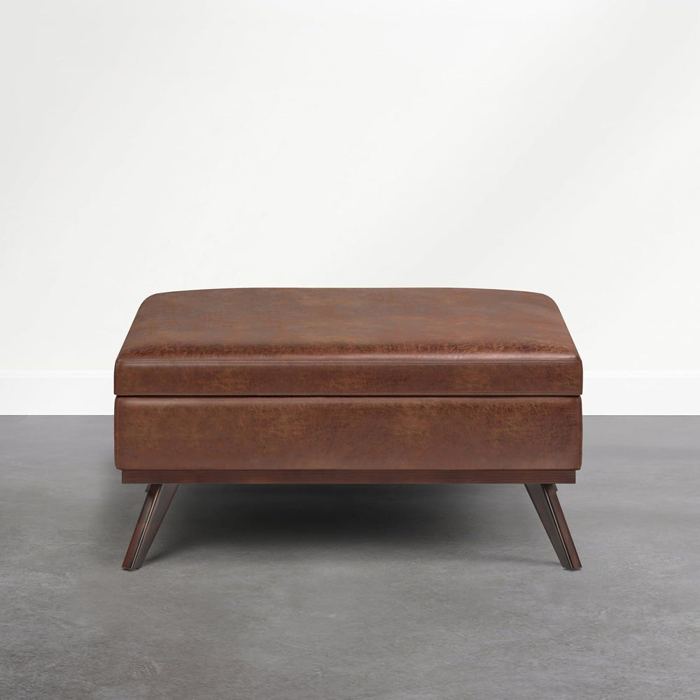SIMPLIHOME Owen XL Coffee Table Storage Ottoman - 40 inch Wide Upholstered Ve...