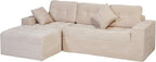 Eafurn 105" L-Shaped Boneless Modular Sectional Sofa with Movable Ottoman, Comfy Corduroy Floor Couch with Deep Seat and Tufted Seat, Flexible Module Combination for Living Room, No Assembly | Deep Seat, Wider Armrest, Free Combination, Tufted