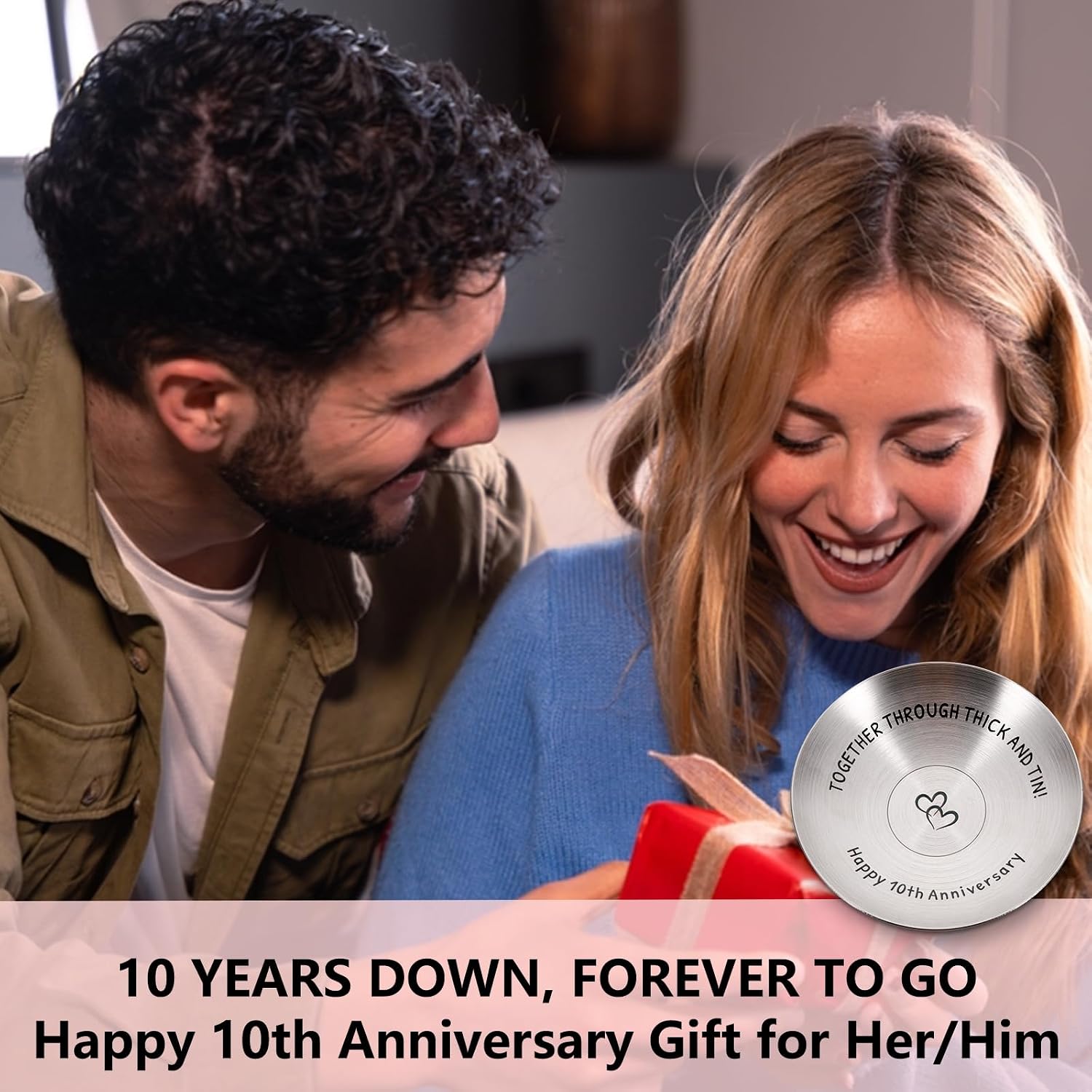 10 Year Anniversary Tin Gifts for Him Her 10 Year Anniversary Wedding Gifts | 10th Anniversary for Wife Husband Couple 10th Wedding Ring Dish for Women Men Tin Gift for 10th Anniversary Tenth Year Gift