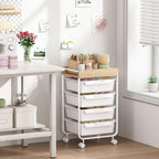 APEXCHASER Utility Cart with 4 Drawers,Rolling Storage Cart for Crafters Artists Kids Teacher Student Storage Arts Crafts & Sewing Study Supplies in Craft Room Dorm Classroom Kids Room-White