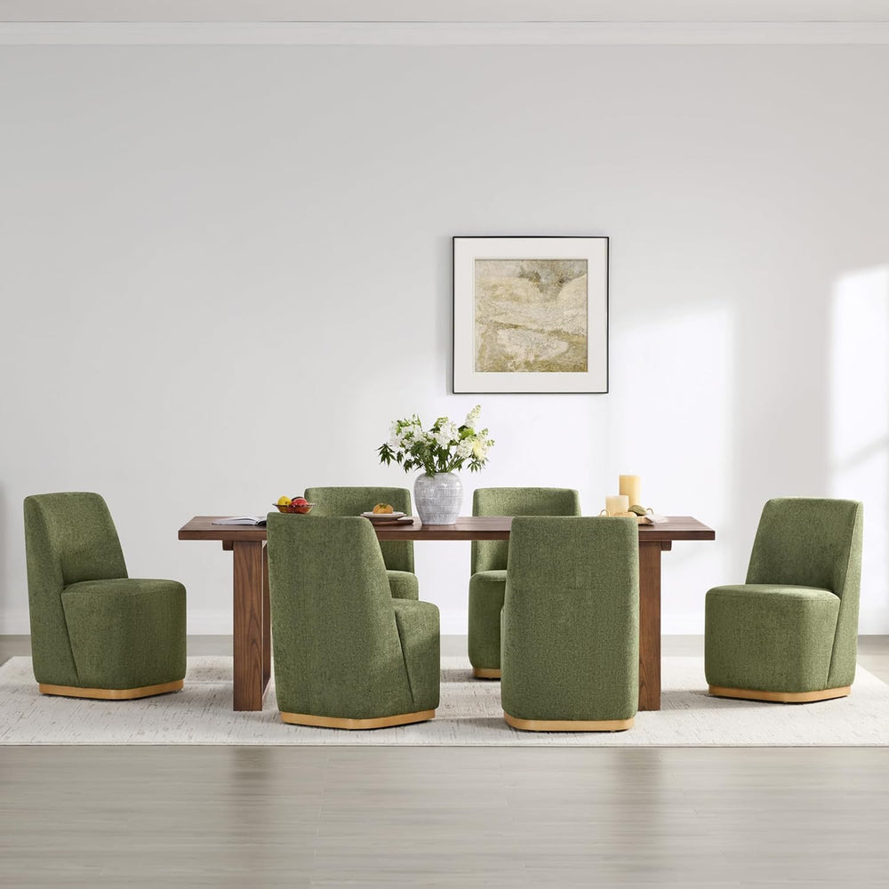 CHITA Upholstered Rolling Dining Chair on Casters Set of 2, FSC Certified Mod...