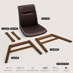 SyMax Dining Chairs Set of 8, Faux Leather Dining Room Chairs with Stitched Edge Trim, Modern High-End Kitchen Side Chairs for Bedroom, Living Room, Dark Brown