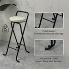 Folding Stool, Metal Bar Stools, Island Chairs 32", Padded Folding Chairs, Tall Bar Stools for Kitchen Counter, Bar, Garage, Workshop