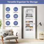 QINGUANG Over The Door Organizer,Hanging Organization and Storage, Behind Door Organizer with Side Pockets, 35 lbs Capacity,Anti Tilt, for Nursery, Bathroom, Bedroom,Dorm (4-Shelf)
