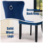 SoarFlash Kitchen Table and Chairs for 2, 24" Dining Table Set for 2 with Velvet Upholstered Chairs, 3 Piece Round Kitchen Table Set, Dining Room Table Set for Small Space, Apartment, Blue/White
