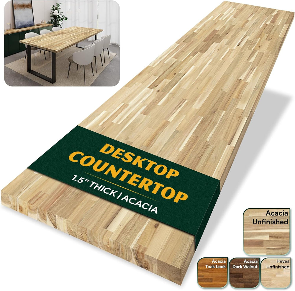 Acacia Butcher Block Countertop 60 x 30 x 1.5 Inches, Unfinished Solid Wood T...