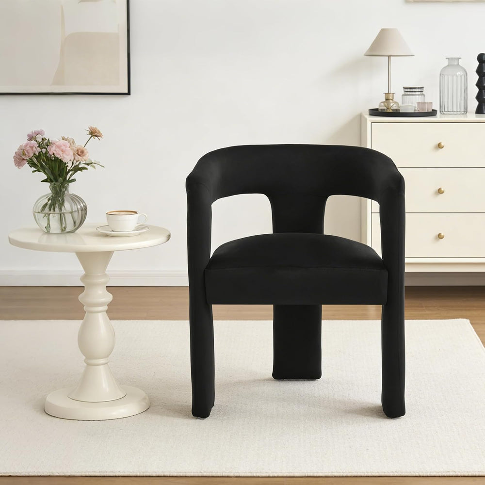 Modern Barrel Dining Chairs Set of 2, No Assembly Velvet Upholstered Dining R...