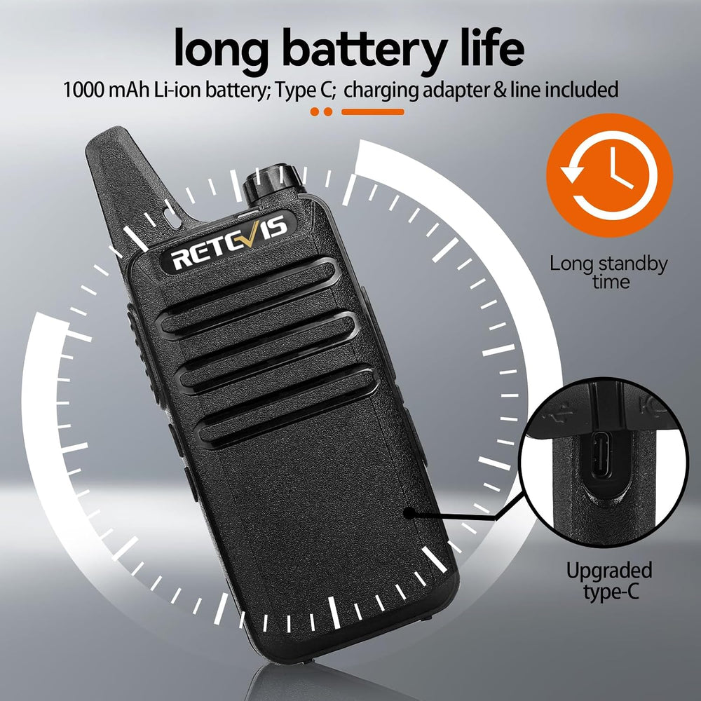 Retevis RT22 Compact & Lightweight FRS Walkie Talkies Long Range (4 Pack)