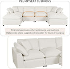 134.4 Inch U-Shaped Oversized Upholstered Sectional Sofa with Removable Ottomans, Large 6 Seater Modular Combination Corner Couch for Living Room, Office, Spacious Space, Beige