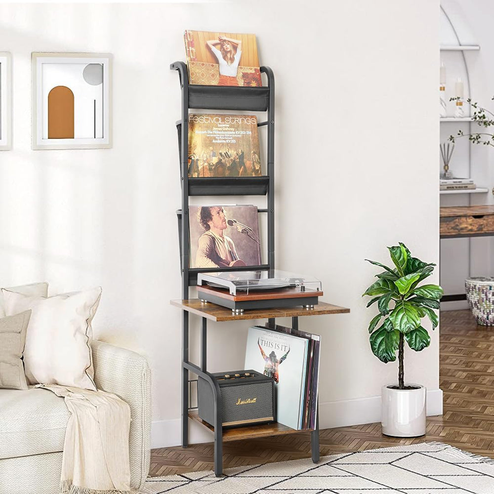 Tewinko Record Player Stand with Vinyl Storage, Record Player Table with Viny...