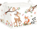 Clasty Animal Flower Kid Storage Basket Foldable Laundry Hamper, 36L Fox | Rectangle Clothes Book Gift Toy Organizer Bin, Playroom Bedroom Bathroom, Deer Raccoon, Girl Woodland Nursery Decor Basket