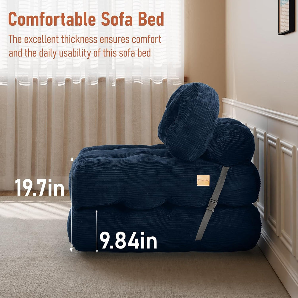 Folding Sofa Bed, Convertible Sleeper Chair with Back Support and Pillow | Fo...