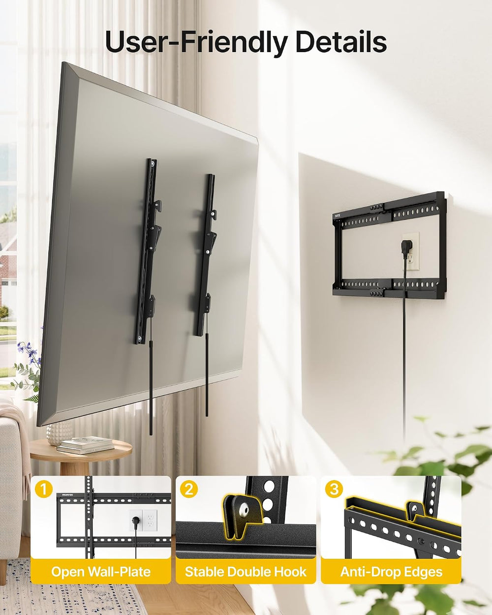 monTEK Tilting Low Profile TV Wall Mount for 37"-86" TVs, Max 165lb...