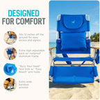 Ostrich the Deluxe 3N1 Lightweight Lawn Beach Reclining Lounge Chair with Footrest, Outdoor Furniture for Patio, Balcony, Backyard, or Porch, Blue