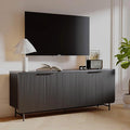 Mid Century Fluted TV Stand for 55-75 inch TV, Black Entertainment Center with Storage, Television Stand, Media Console, Sideboard Cabinet for Living Room, Bedroom