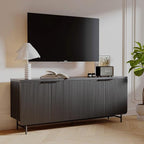 Mid Century Fluted TV Stand for 55-75 inch TV, Black Entertainment Center with Storage, Television Stand, Media Console, Sideboard Cabinet for Living Room, Bedroom